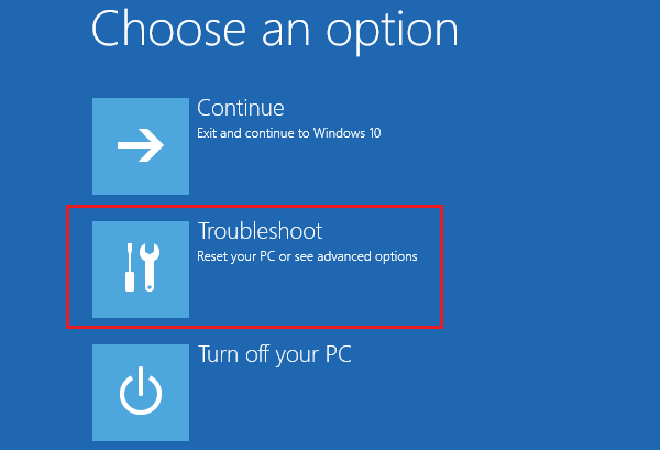 select troubleshoot