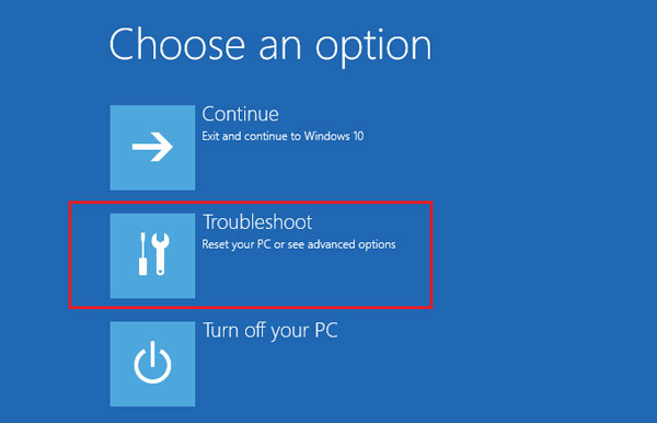 select troubleshoot