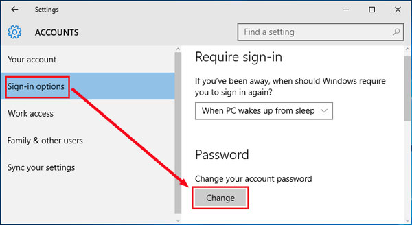 change microsoft account password