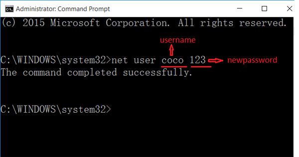 reset local account password with cmd