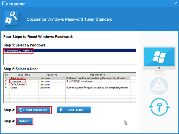 reset windows 10 home password