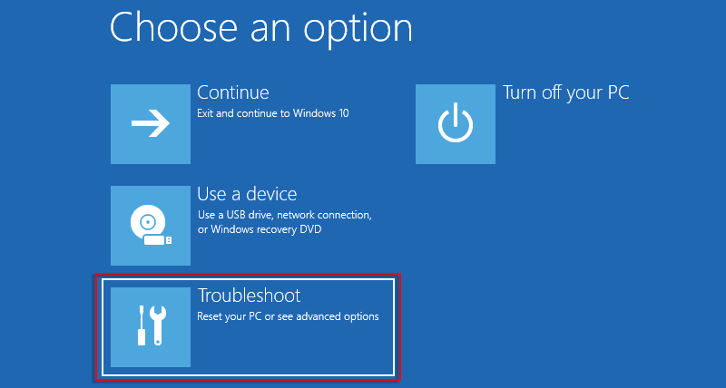 choose Troubleshoot