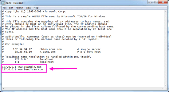 edit hosts file