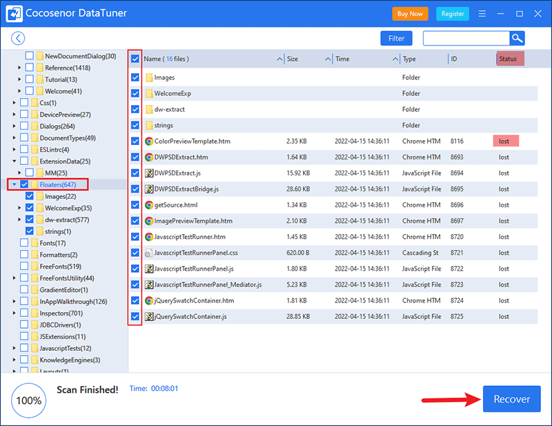 recover selected files