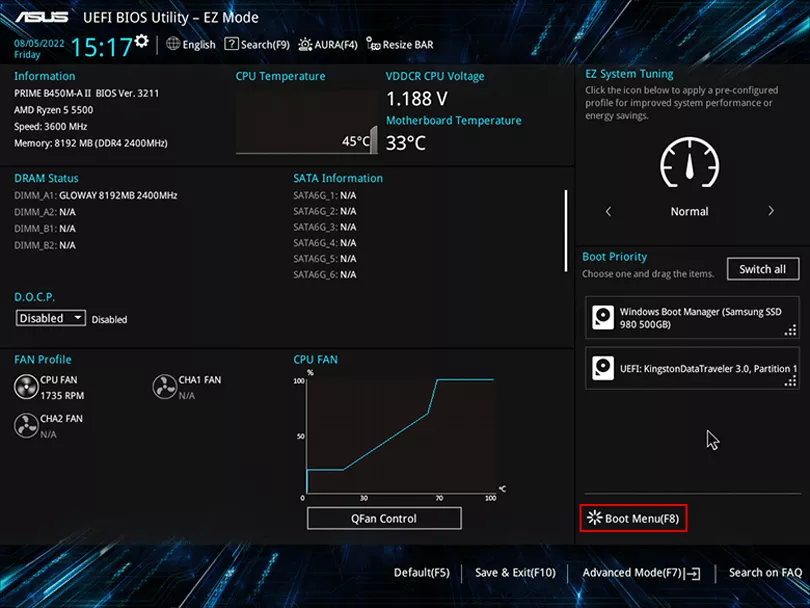 Open boot menu