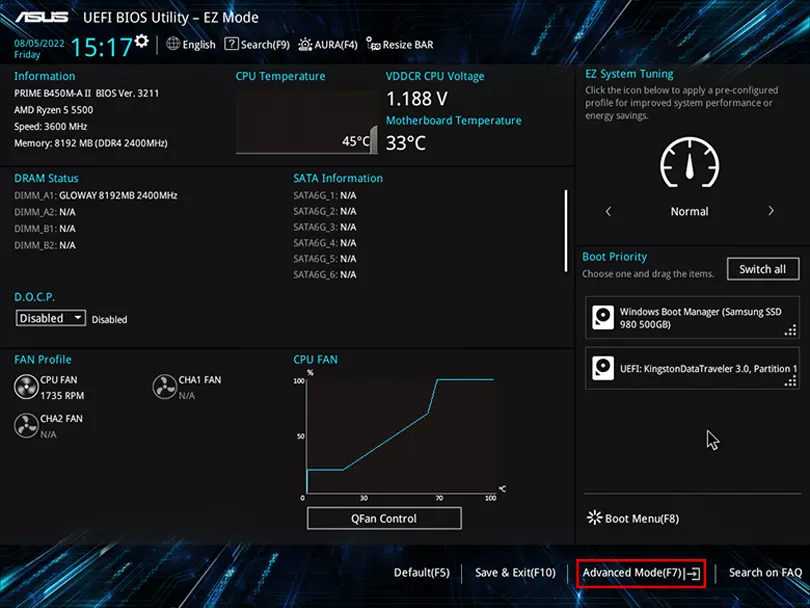 open UEFI BIOS Utility - Advanced Mode