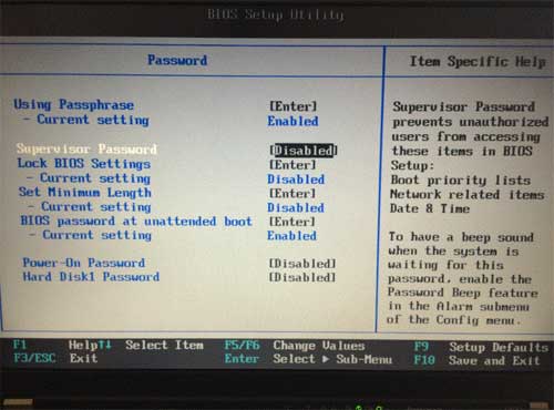 blocco del BIOS ibm thinkpad 390e