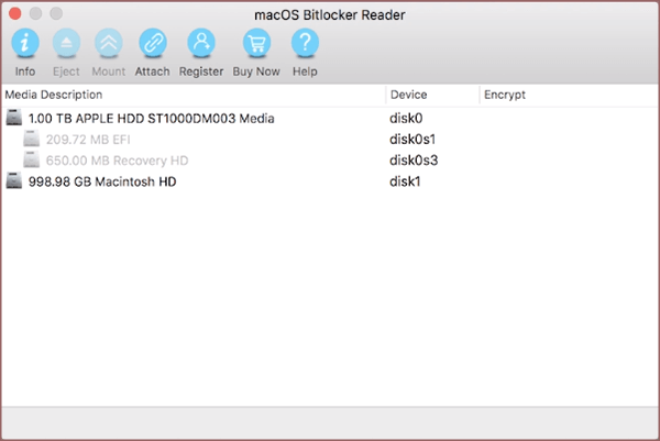 MacOS BitLocker Reader surface