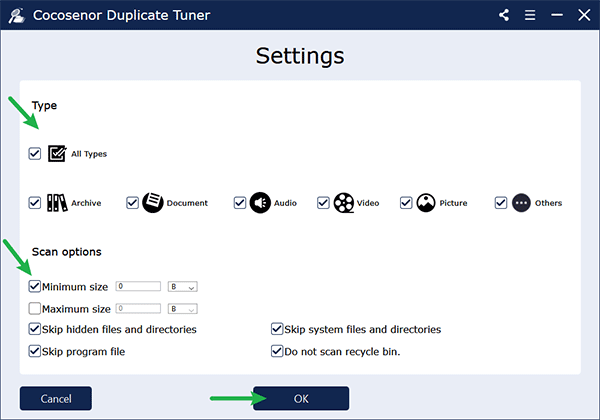 configure scan settings 