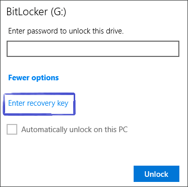  choose enter recovery key