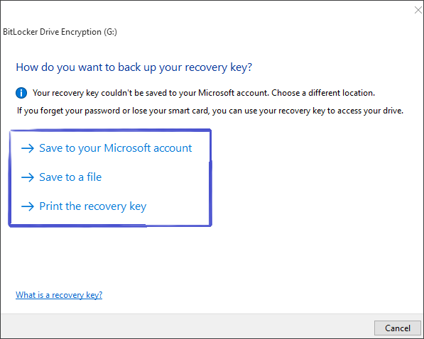 choose how to back up your key