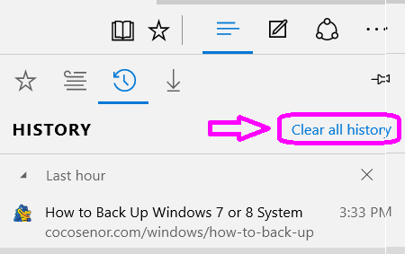 click on clear all history