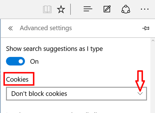 find cookies on advanced settings