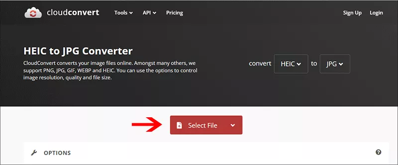CloudConvert HEIC to JPG