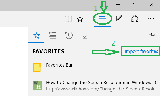 click on import favorites