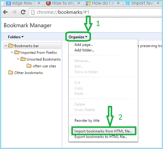 import bookmarks from html file