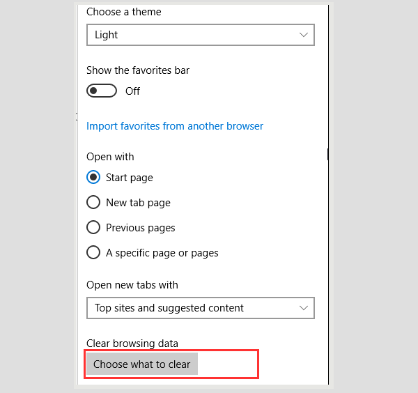 microsoft edge clear cache without opening