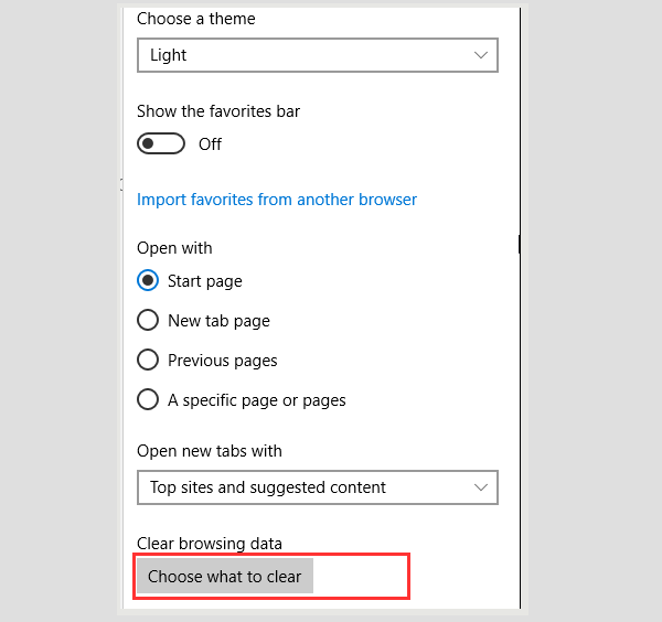 settings window