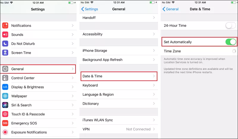 Turn on Set Time automatically