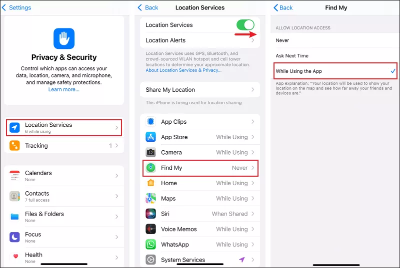 Ensure Location Services is enabled