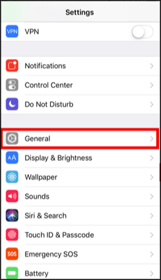 tap on general in settings