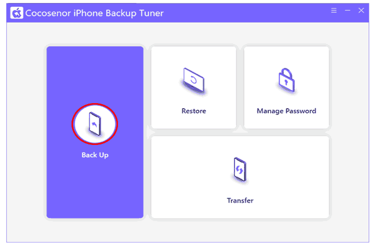cocosenor iphone backup tuner interface
