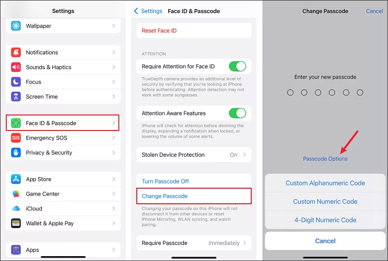 Change iPhone passcode