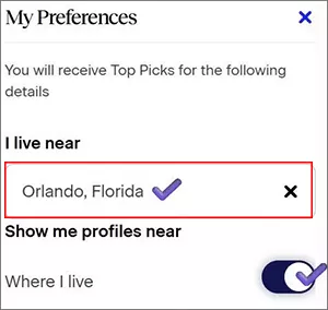 change location on Match app