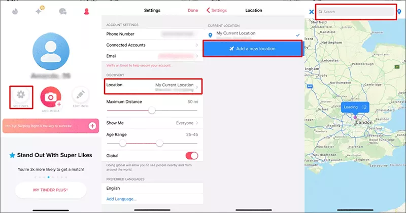 Change location on Tinder via Passport mode