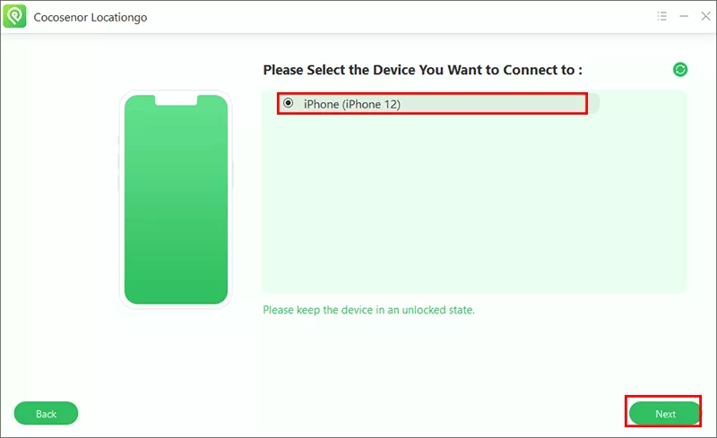 select iPhone and click Next