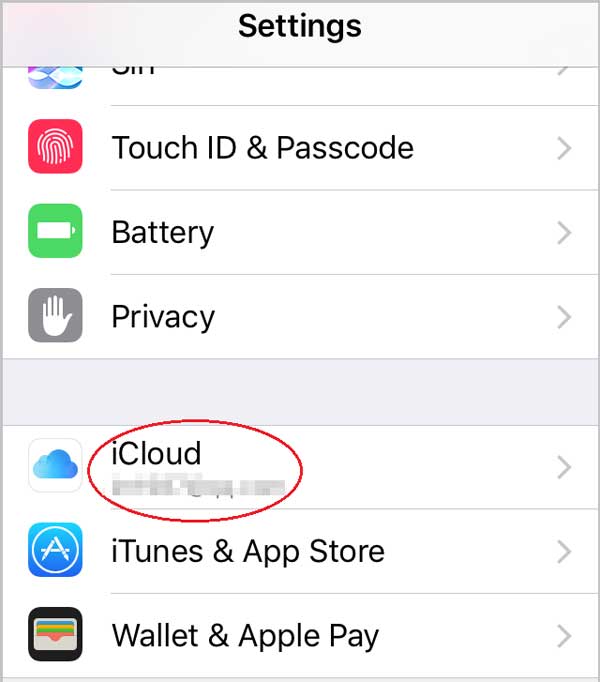 tap on icloud