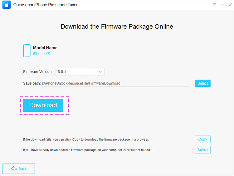 click Download to get firmware package