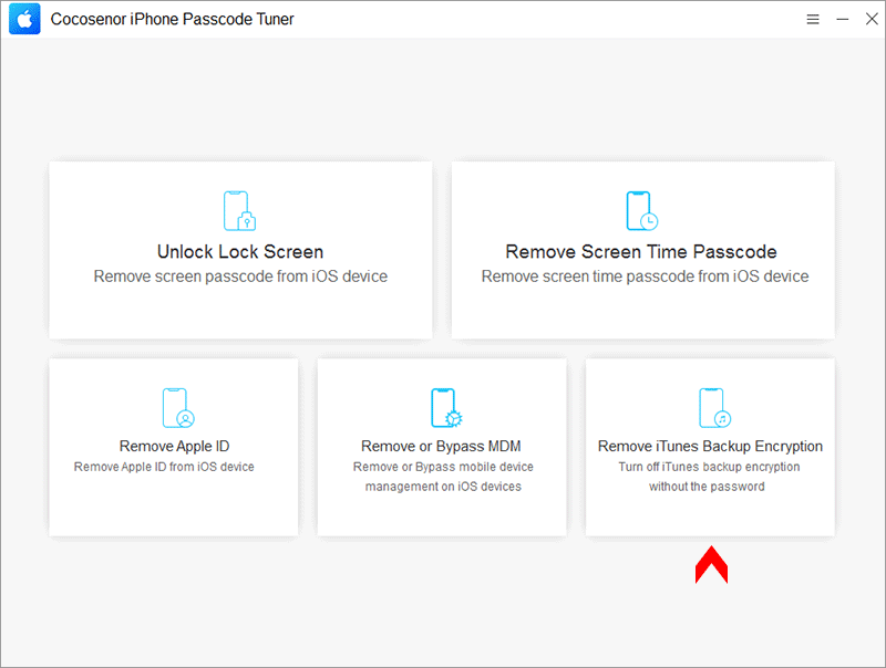 choose Remove iTunes Backup Encryption