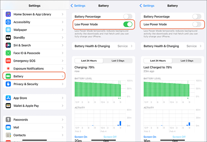 turn off low power mode