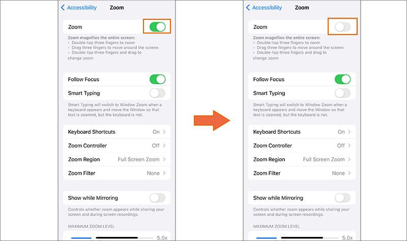 disable zoom mode