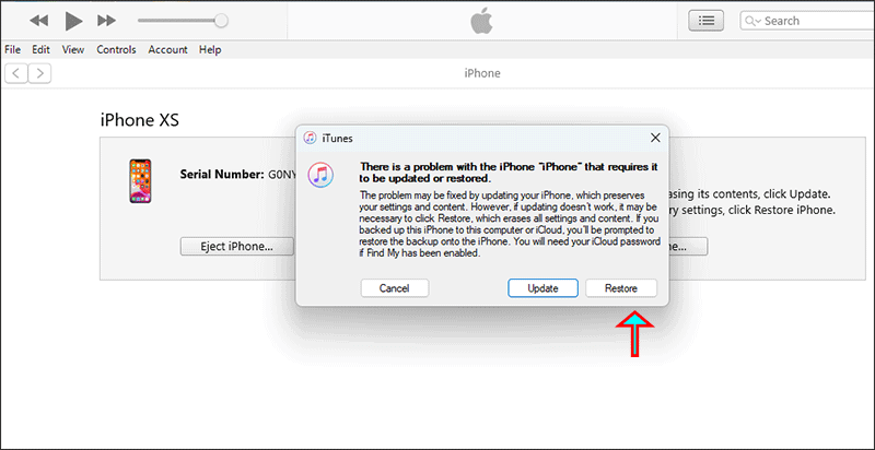 hit on Restore button on iTunes