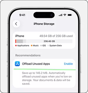 check iPhone storage