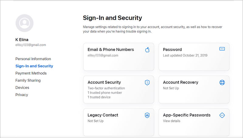 sign in Apple ID account page