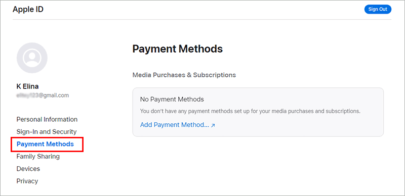 update payment methods