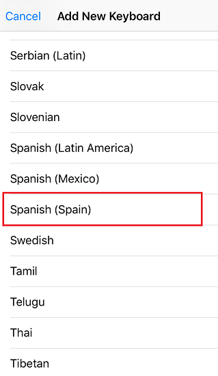 select spanish