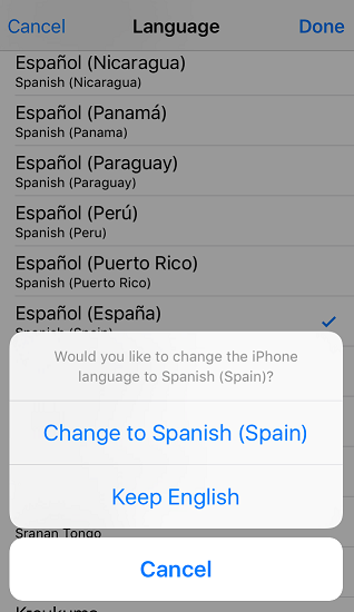 change to spanish