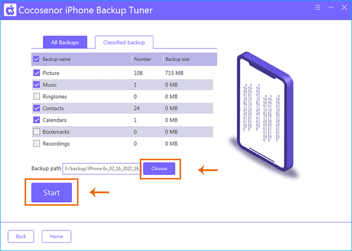 select backup path