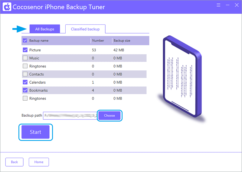 choose backup method and backup path