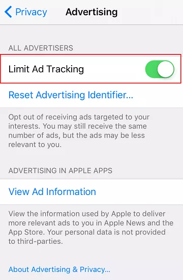 limit ad tracking