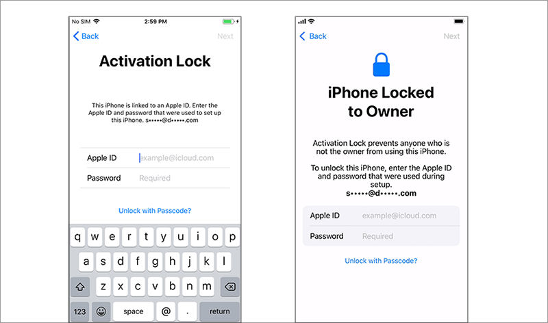 Activation lock on Setup process