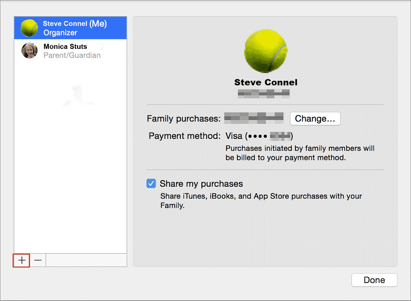 manage family on Mac