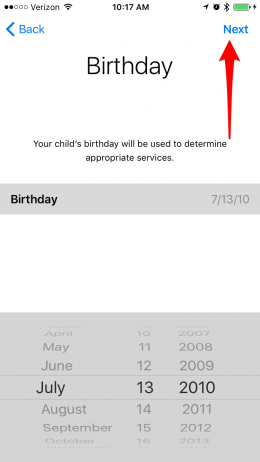 set birthday of your child