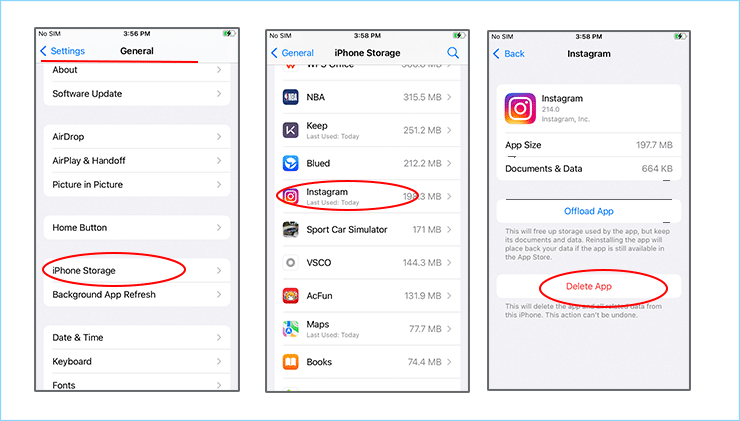 delete apps in settings