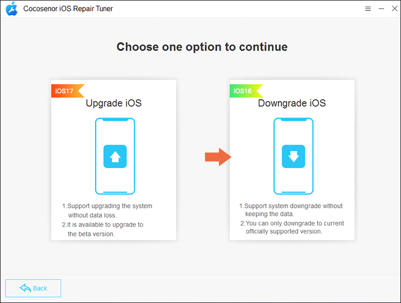 choose Downgrade iOS