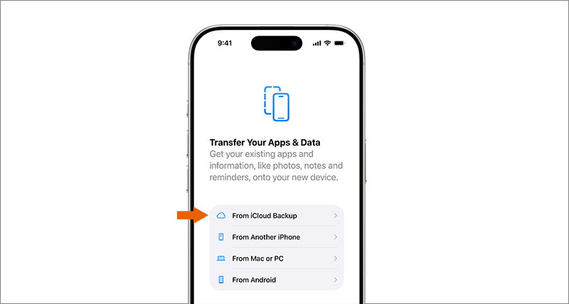 choose Restore from iCloud Backup